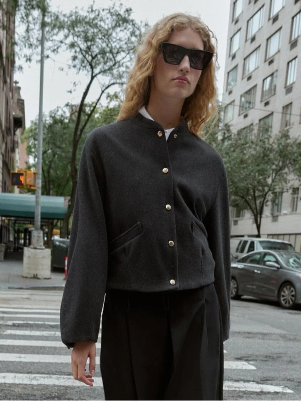 ZARA Soft Charcoal Bomber Jacket, Elastic Hem